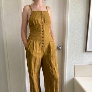 Ulla Johnson Wide Leg Button-Up Overalls